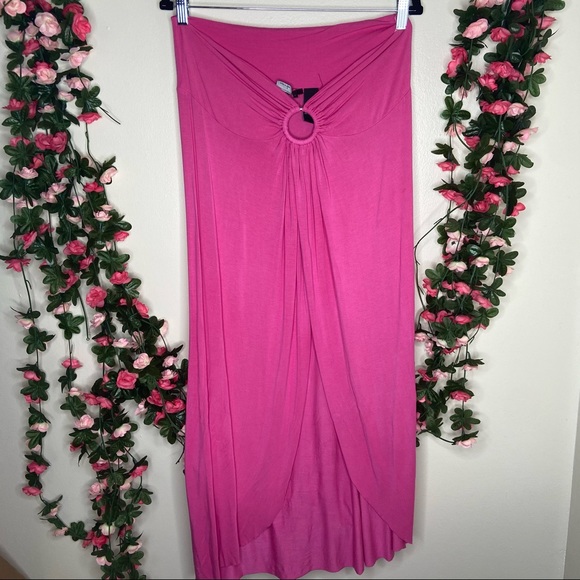 BCBGMAXAZRIA Pink Maxi Skirt Flowy Womens Large Summer Outdoor Beach - Picture 1 of 5